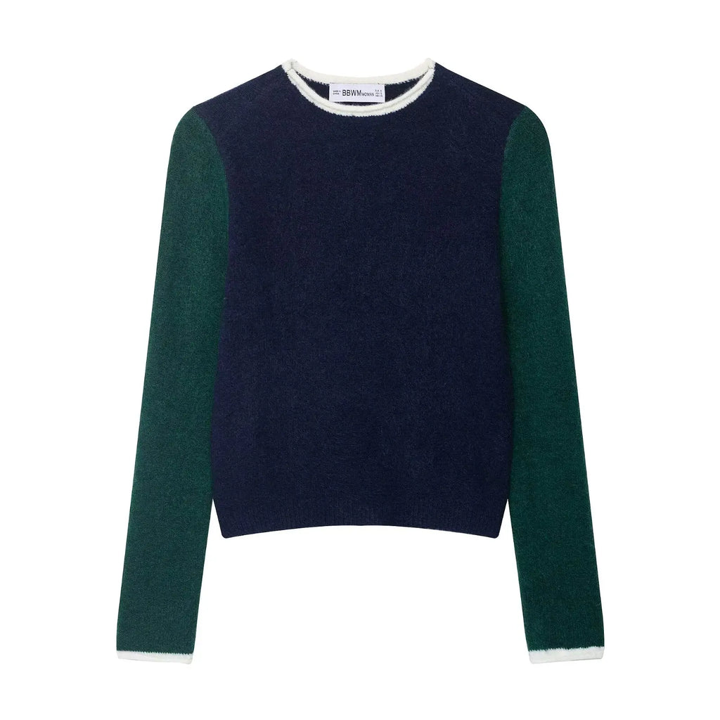 TFAFXY Women's 2025 Autunm Patchwork Knit Sweater Blend Fashion Ladies Loose Knitwear Pullover Top ﻿