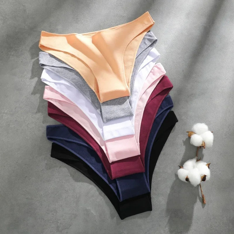 4Pcs Women's Seamless Cotton Briefs Intimates Women Sexy Panties Solid Color Breathable Underwear Female Low Waist Soft Lingerie