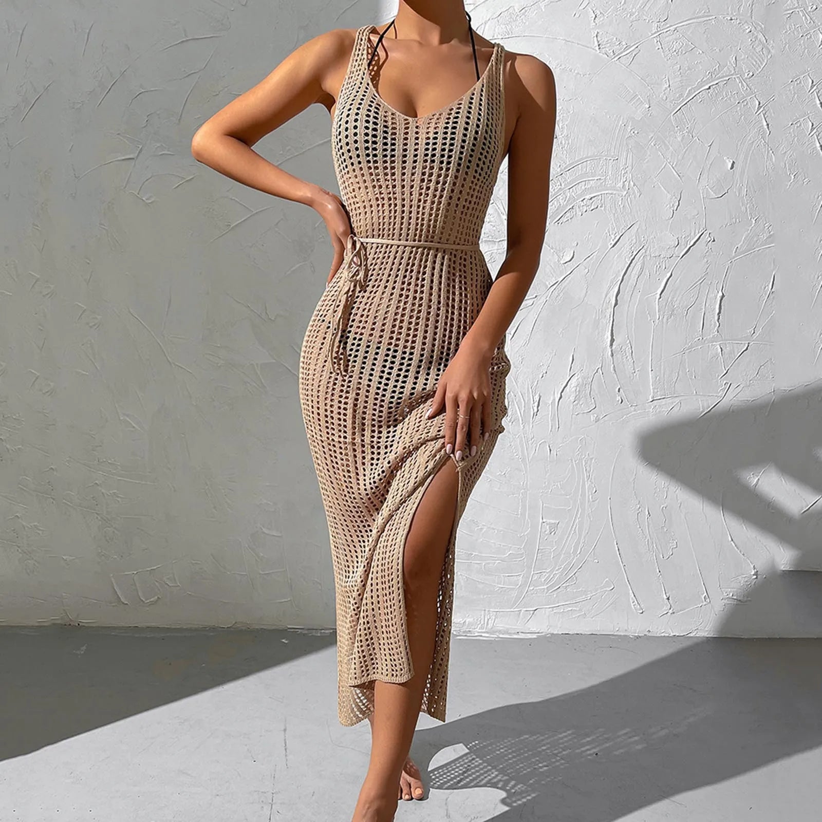 Sarong Beach Wrap Tunics Sexy Beach Bikini Cover-Ups Women Swimwear Dress Cover up Fishnet Crochet Swimsuit Saida De Praia