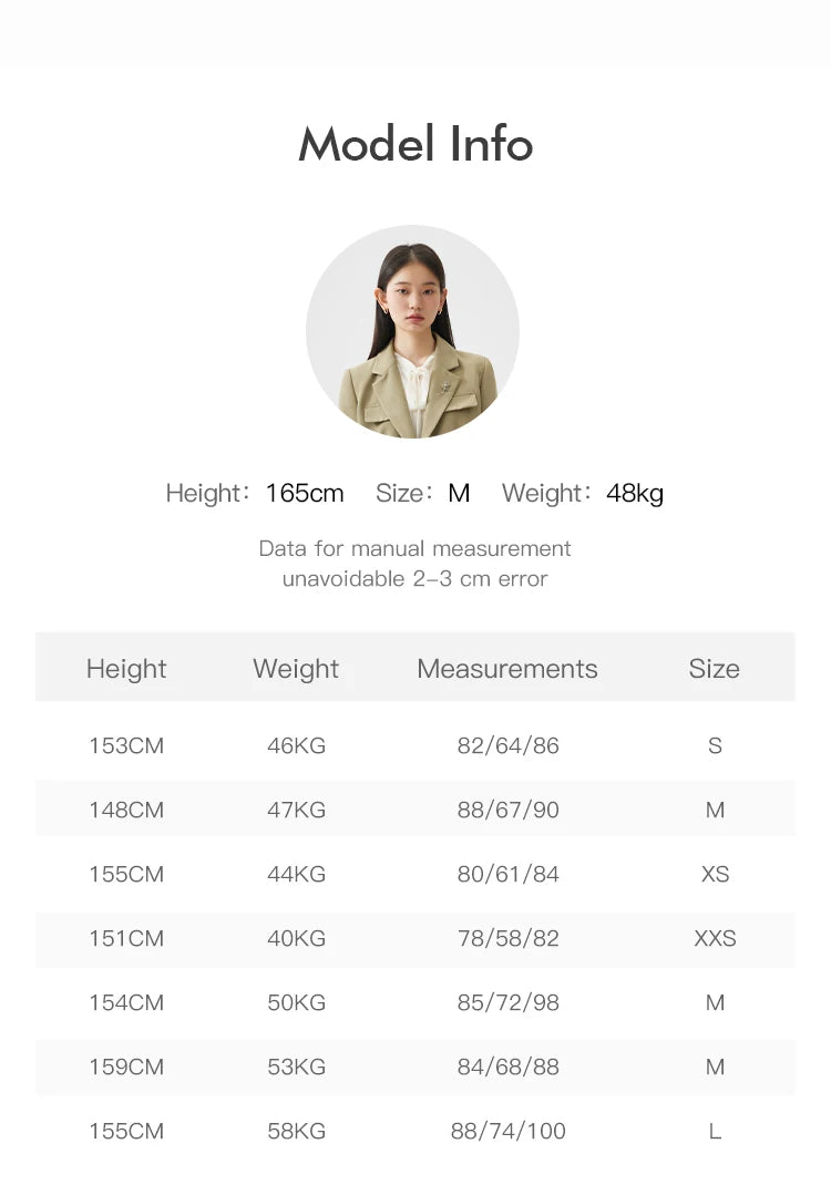 ZIQIAO Temperament One-button Brooch Short Suit for Women Spring Chic Commuter Straight Long Skirt + Short Blazer Jacket Female