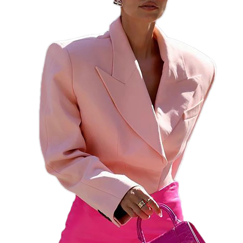 Fashion Long Sleeve  Shoulder Pads Blazer Jacket  Women Sexy Backless Crop Top Bodys Streetwear Suit Autumn Coats Traf
