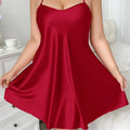 Plus Size Solid Silk Satin Women Nightgown Cross Back Pajama Dress V Neck Female Sleepwear Sleeveless Summer Nightwear Homwear