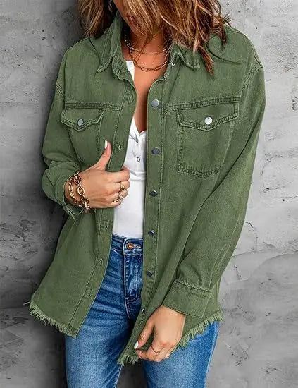 Coat Women Denim Coats Single Breasted Casual Turn Down Collar Y2k Streetwear Jackets Mom Jeans Splice Loose Jacket 2025