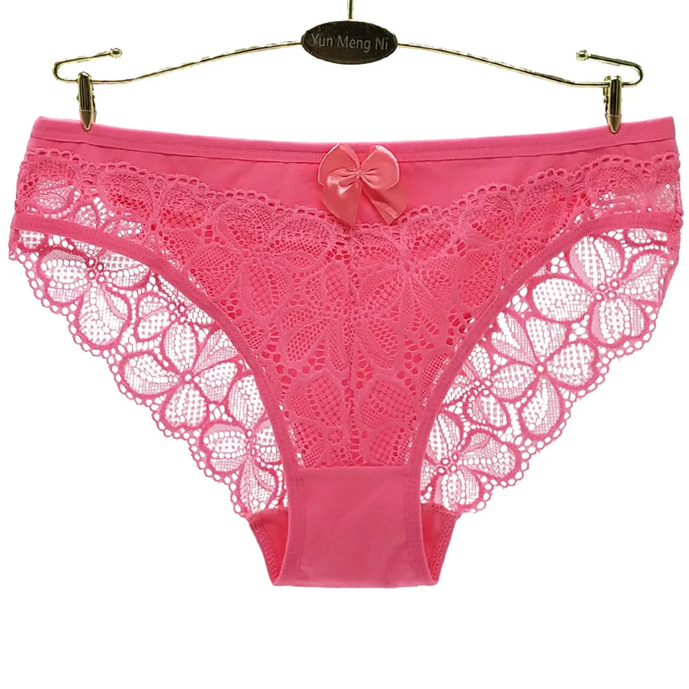 Women Panties Underwear Cotton Sexy Flower Lace Hollowed Low Rise Girls Briefs Ladies Knickers for Women 5 Pcs/lot
