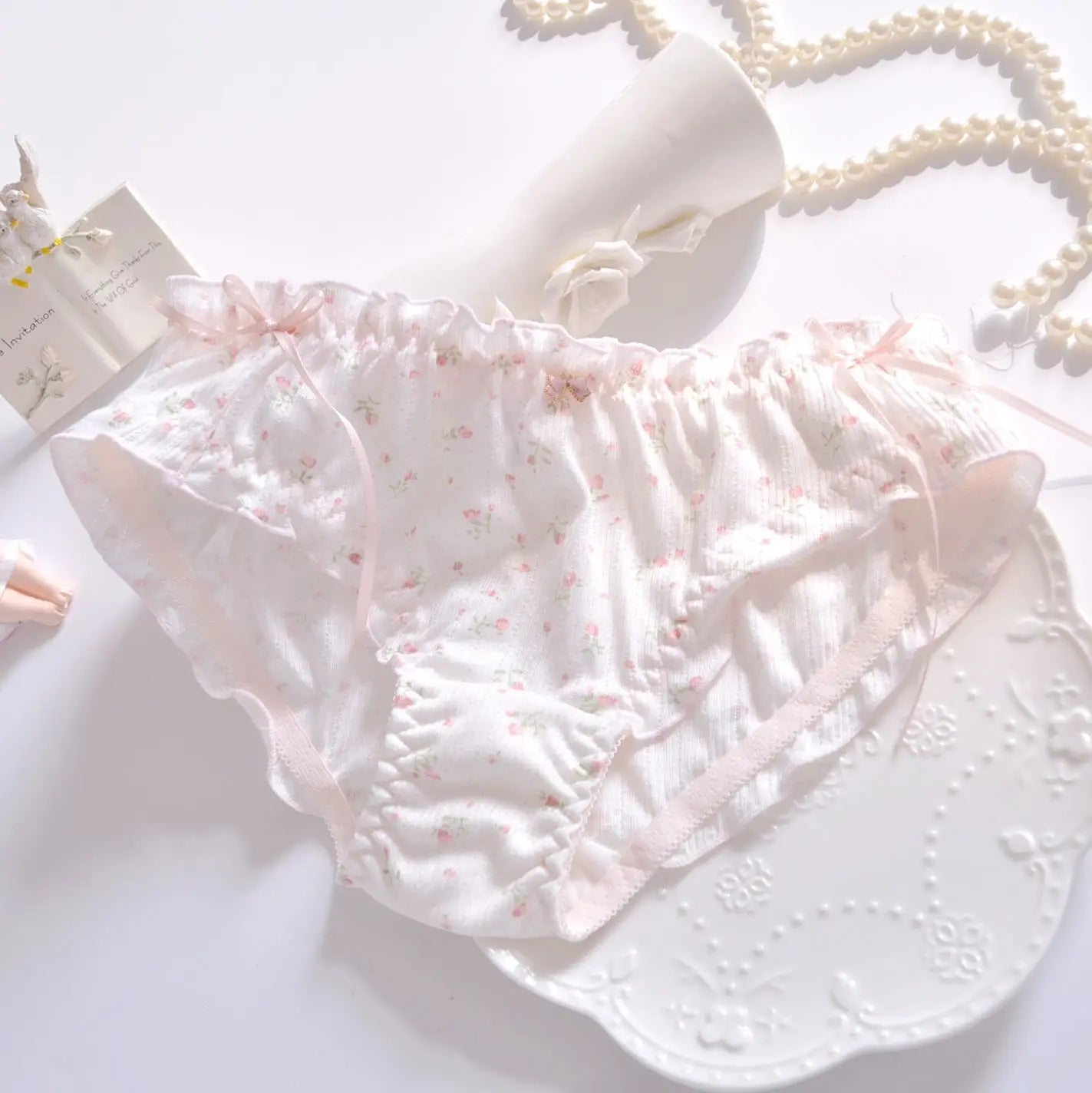 Cotton Ruffle Cute Lovely Sweety Girl Panties Bow Japanese Princess Style High Elasticity Breathable Sexy Women Underwear Breifs
