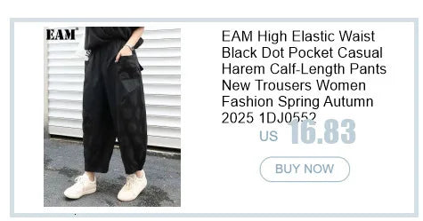 EAM Women Black Big Size Irregular Pleated Dress New Round Neck Long Sleeve Loose Fit Fashion Tide Spring Autumn 2026 31A0020