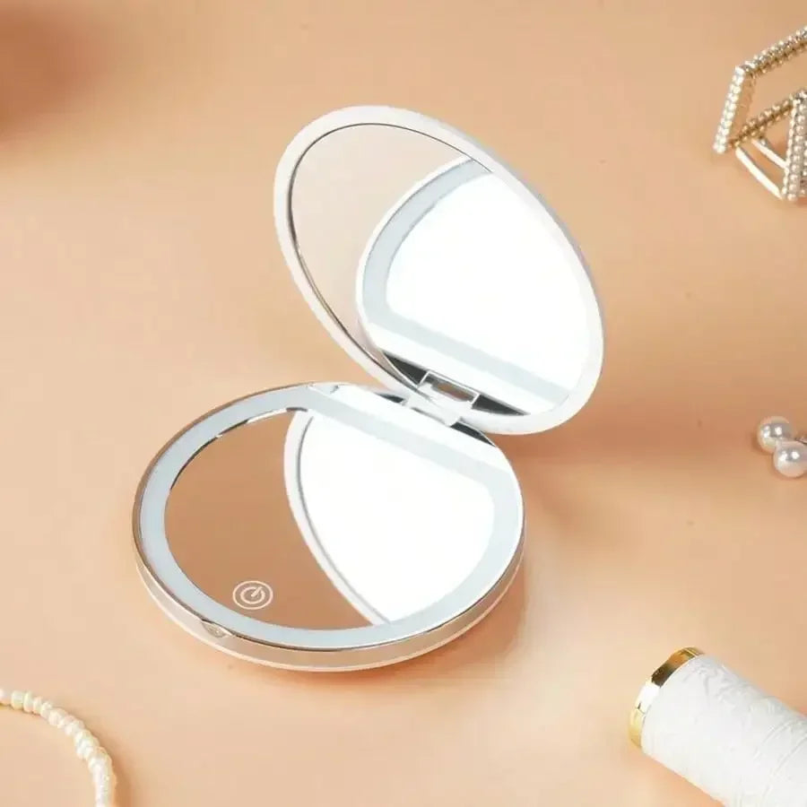 2026 Makeup mirror, the perfect gift for female friends, Portable Foldable Makeup Mirror, 1 Count Glam Travel Makeup Mirror With LED Light, Compact Mirror For Women, Pocket Size Makeup Tools, Travel Hand Mirror