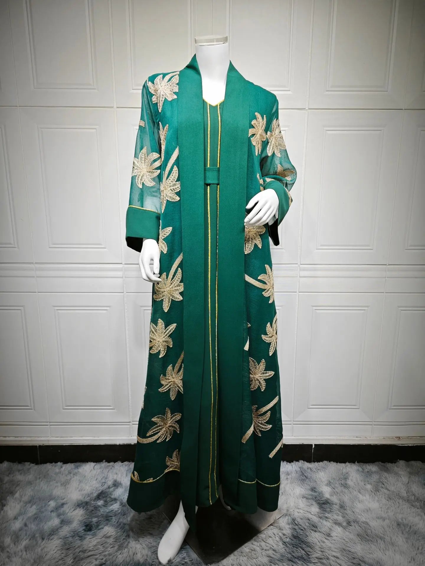 Eid Women Dress Muslim Abaya 2 Piece Set Musulman Ensembles Party Jalabiya Ramadan Abayas Vestidos Largos Kaftan Arab Long Robe