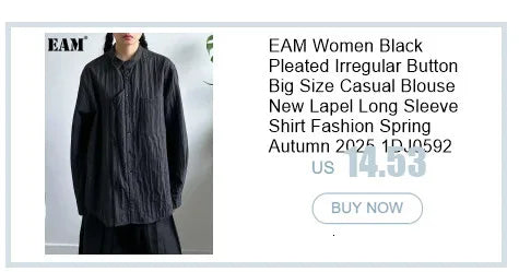 EAM Women Black Big Size Irregular Pleated Dress New Round Neck Long Sleeve Loose Fit Fashion Tide Spring Autumn 2026 31A0020