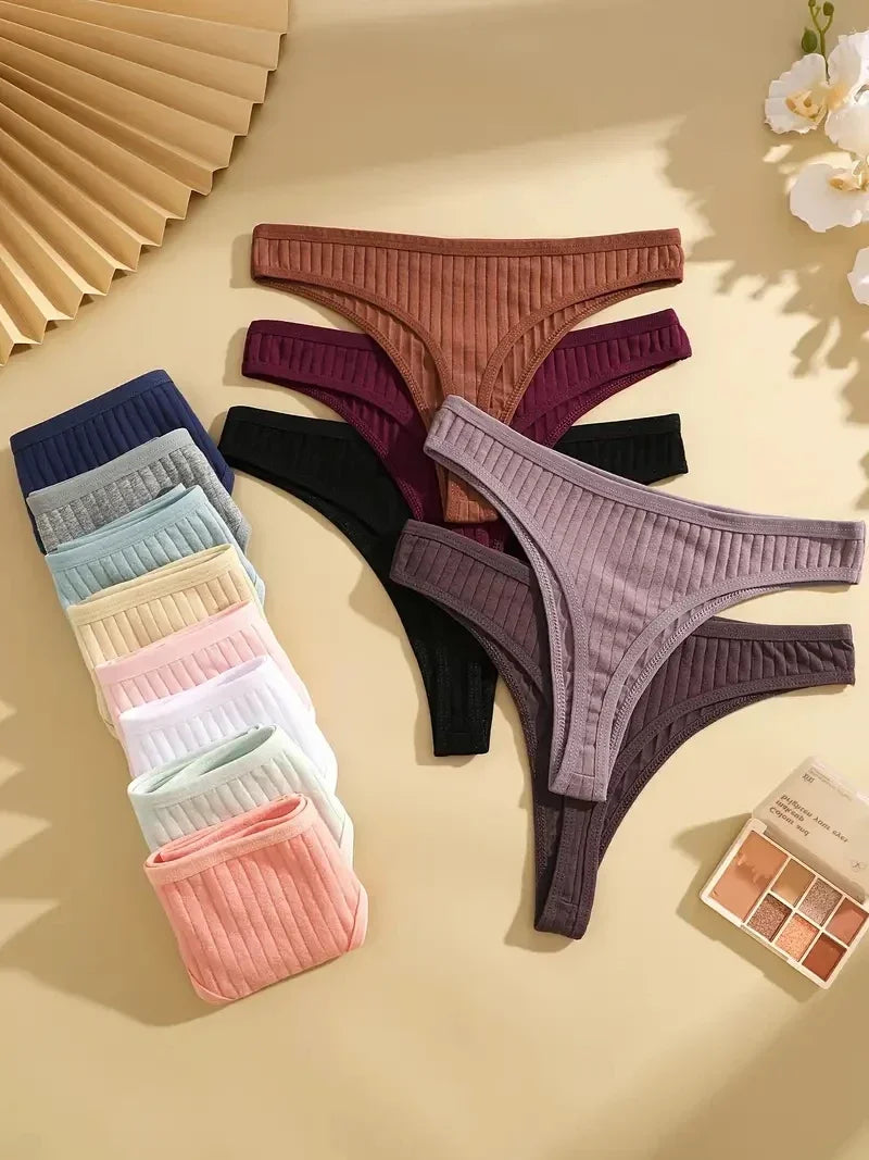 15Pcs/Set Women Cotton G-Strings Panties Female New Color Low Rise Thongs Ladies Sexy Bikini Girl Soft M-XL Intimates Lingerie