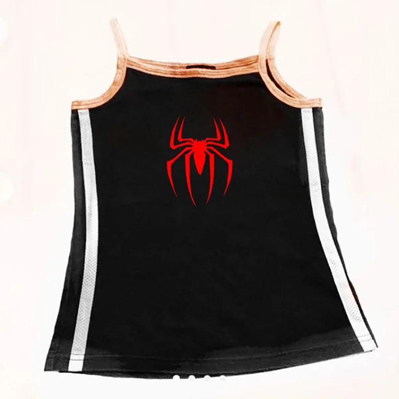 Y2k Tank Tops Sexy Women Summer Camis Punk Y2K Harajuku Sleeveless Spider Printed Tights Vest Femme Streetwear Graphic EMO Girls