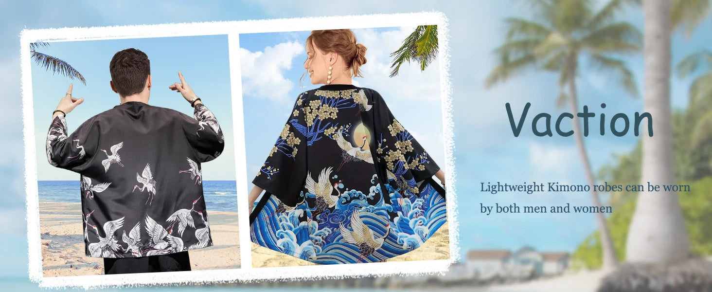 2024 New Japanese Cat Print Kimono Female Male Japanese Haoli Street Wear Cardigan Yukata Cosplay Samurai Street Fashion
