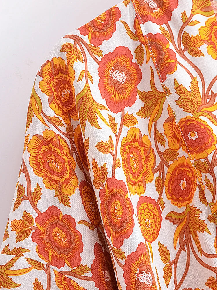 Vintage Women Fashion Boho Kimono Short Robe Swimsuits Floral Batwing Sleeves Rayon Bohemian Bikini Cover Ups Beachwear