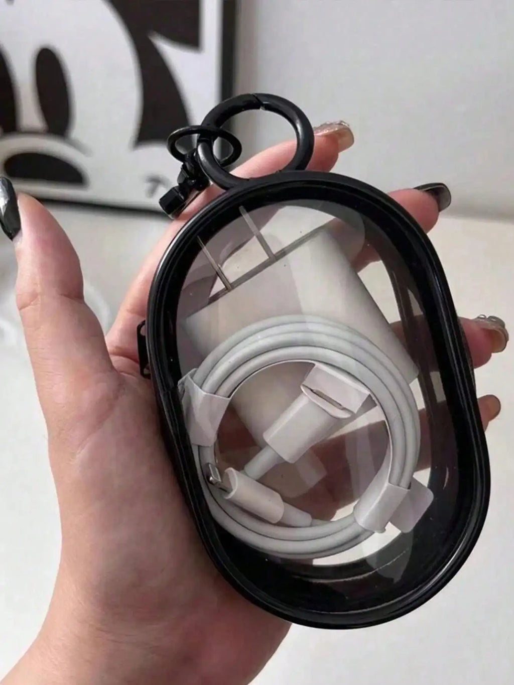 Portable Mini Transparent Zipper Storage Bag, Compact Multi-Functional Pouch, Earphone And Charger Organizer With Keychain, Transparent Travel Accessory, Can Be Used As Travel Organizer, Cosmetic Bag, Makeup Bag, Travel Toile