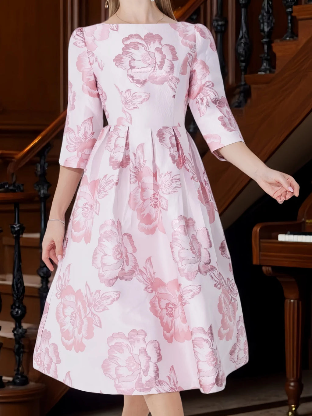 Elegant Luxury Jacquard Dress for Women Evening Boho Floral Fashion Clothing Vintage Ladies Party Vestidos tea party dresses