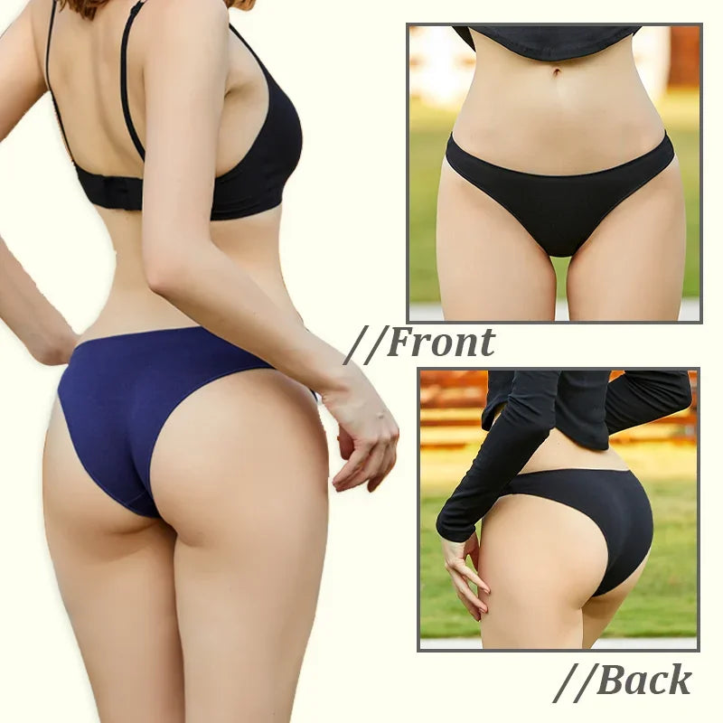 4Pcs Women's Seamless Cotton Briefs Intimates Women Sexy Panties Solid Color Breathable Underwear Female Low Waist Soft Lingerie