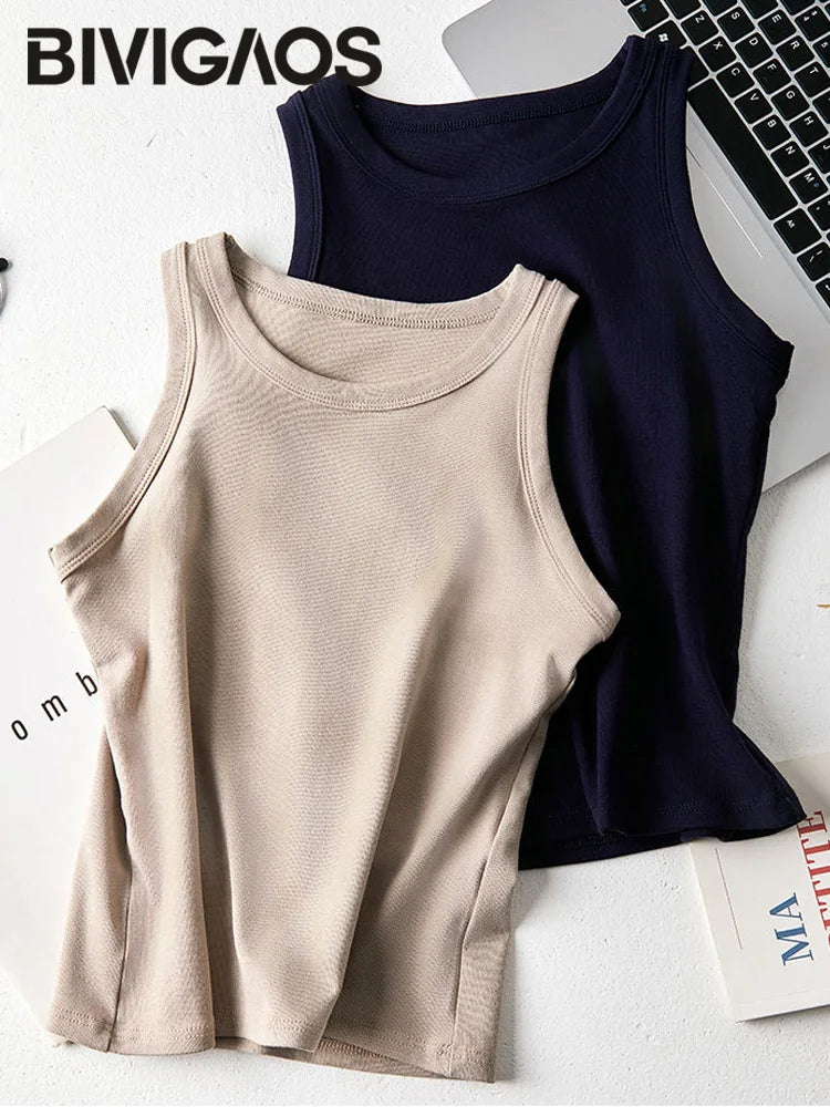 BIVIGAOS Summer New Hot Girl Tight Fitting Vest Women's Modal High Elastic Sexy Tank Top Casual Fashion Vest Sleeveless T Shirt