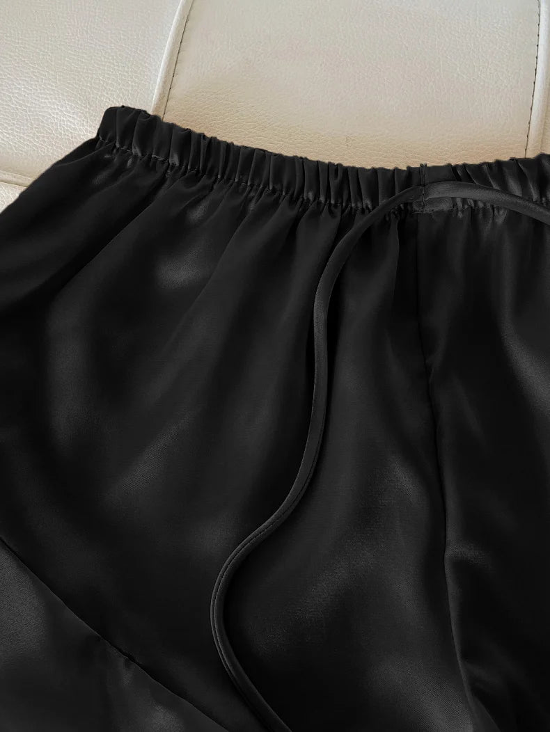 Fashion Sexy Underwear Set Women's 2 Pieces Sleepwear Pyjamas Silk Satin Bellyband Cami Top and Shorts Pajamas for Women Pijamas