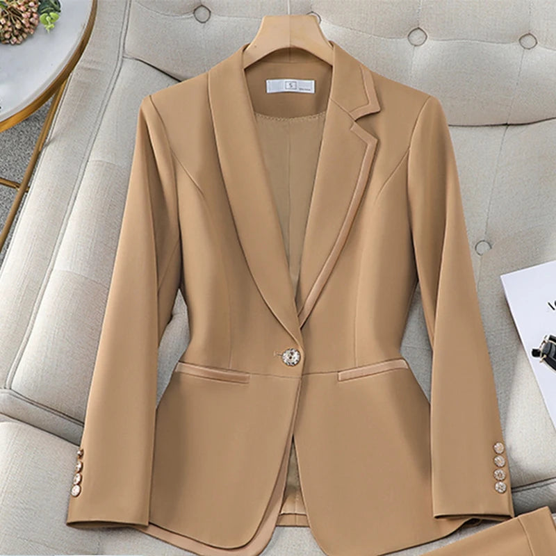 ZJYT Clearance Blazers for Woman New Outerwear Women's jackets Coat Elegant Suits Femme Formal Clothes Autumn Office Wear Blue