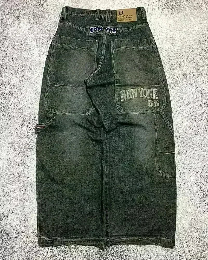 American Fashion Hip Hop Joker Loose Jeans Women Street Y2K New Casual Punk Rock Oversized Wide-leg Pants Unisex Mopping Jeans