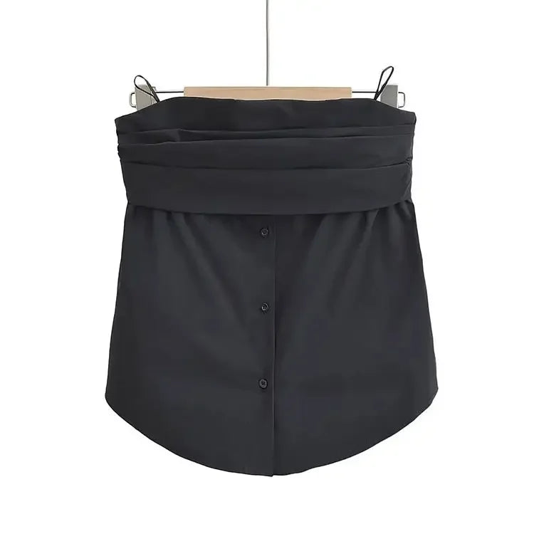 Women Lady Strapless Tube Corset Side Tops Solid Vintage Off Shoulder 2023 Women's Sexy Slim Backless Poplin Bustiers Top