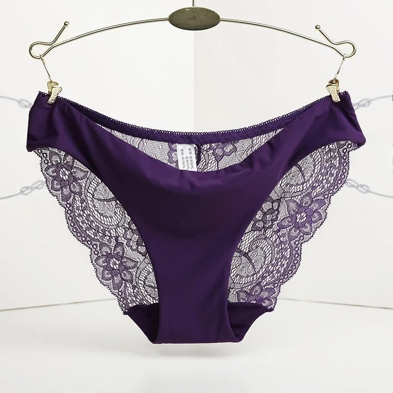 Women's Invisible Underwear Spandex Crotch Intimate Women Sexy Lace Black Floral Panties Seamless Panty