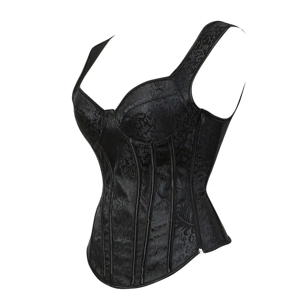 Women's Corsets Flower Embroidery Corset Vintage Strap Bustier Jacquard Zip Corsage Push Up Korsett Lace Bustiers Party Costume