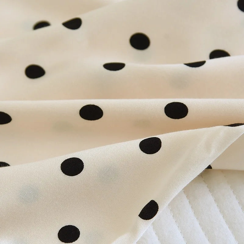 2023 Spring/Summer New Women's Pajama Set Gongsatin Cotton Women's Pajama Silk 100% Viscose Polka Dot Print Sleepwear 2-Piece