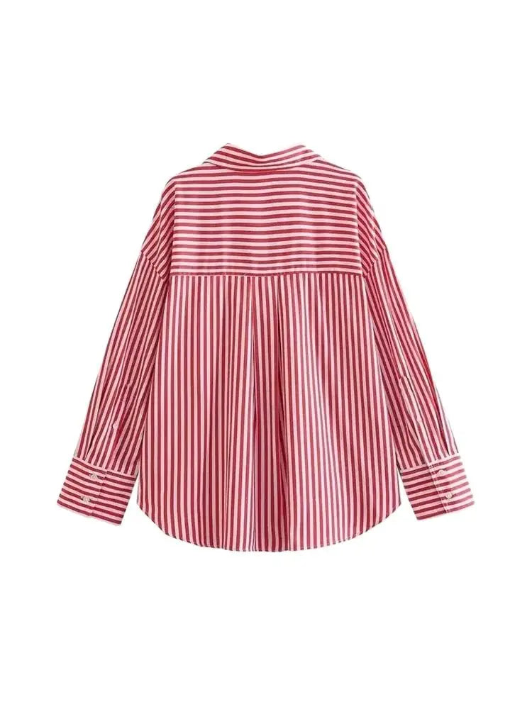 Oversized Poplin Shirts for Women, Long Sleeve, Button-up, Loose Female Blouses, Chic Tops, Fashion