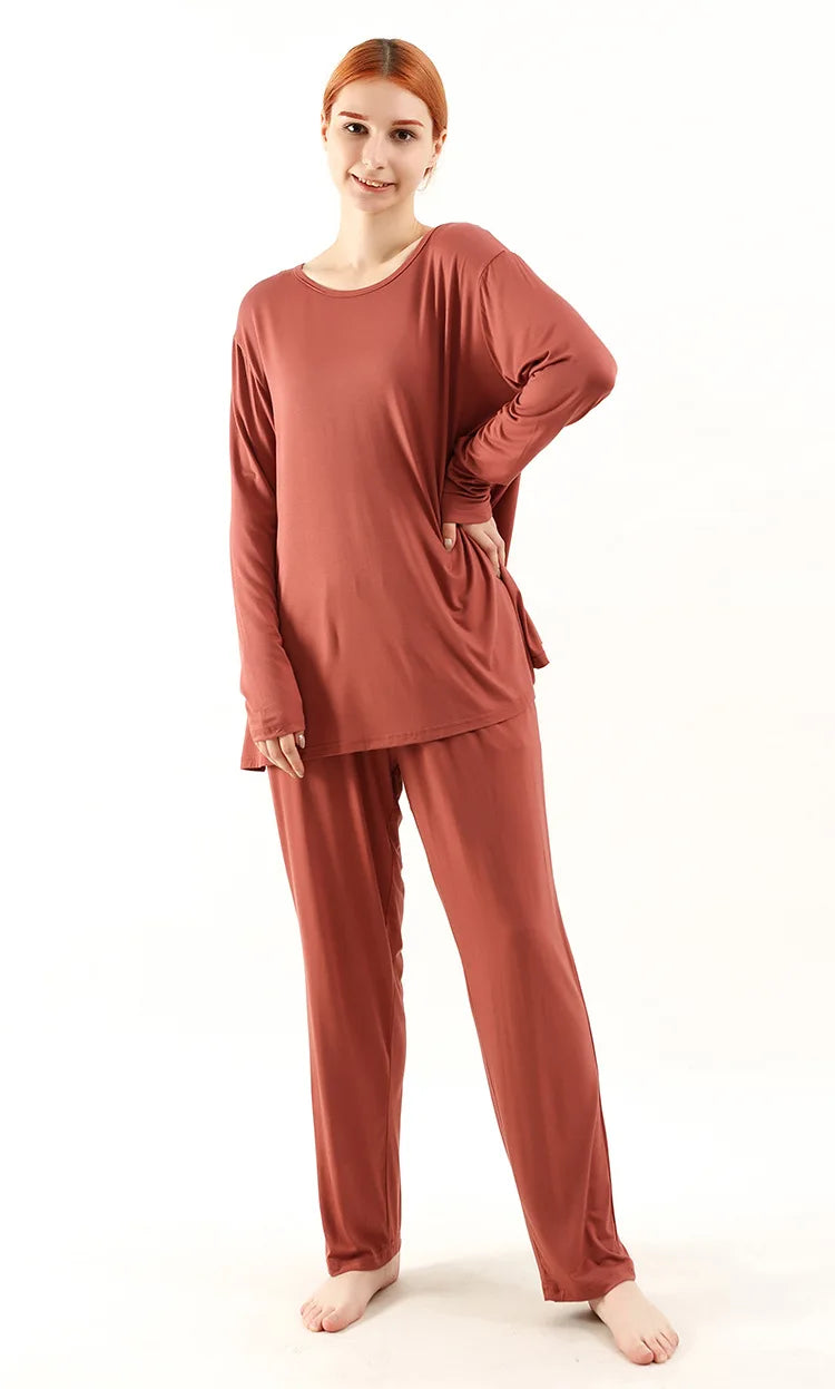 Novelty Loose Pajama Set 2pcs Bamboo Fiber Pyjama Set Women High Elasticity Sleepwear Nightwear Casual Home Clothes Pijama