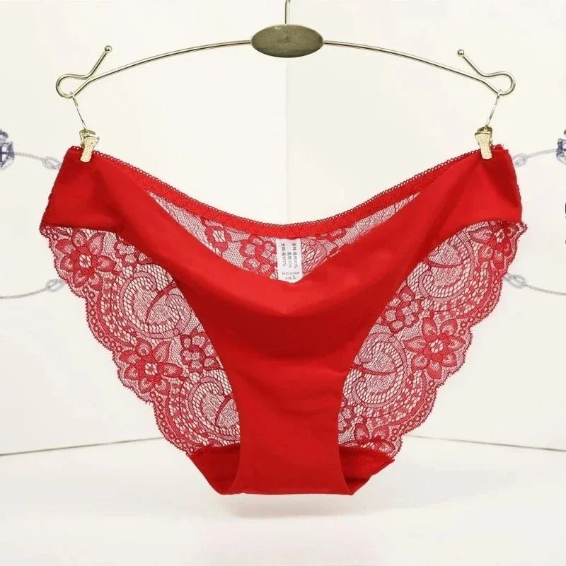 Women's Invisible Underwear Spandex Crotch Intimate Women Sexy Lace Black Floral Panties Seamless Panty