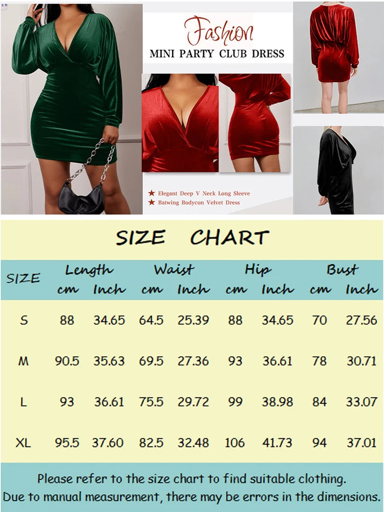 2025 Autumn and Winter Women's Long Sleeve V-Neck Sexy Solid Color Fashion Bodycon Mini Dress