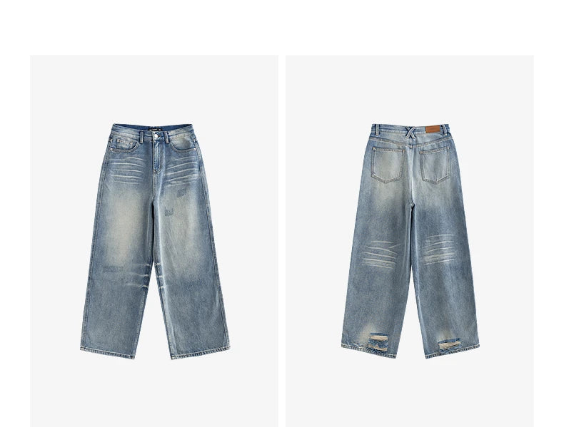 TOYOUTH Women Denim Jeans 2025 Spring New Mid Waist Wide Leg Straight Casual Long Pants