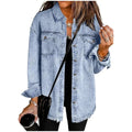 Coat Women Denim Coats Single Breasted Casual Turn Down Collar Y2k Streetwear Jackets Mom Jeans Splice Loose Jacket 2025