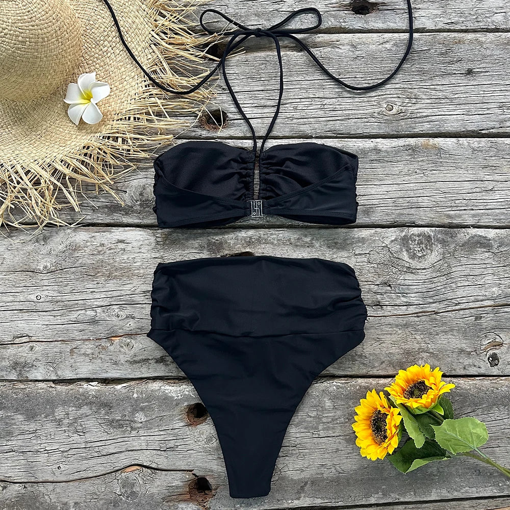Two-Pieces Women Floral Lace Up 2023 Push-Up Padded Bra Red Bikini Set Swimsuit Swimwear Bathing Suit Beachwear Biquini