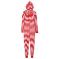 Couple Onesie Plus Size Christmas Pajamas Red and White Striped Onesies for Adults with Zipper Jumpsuit Hooded Sleepwear