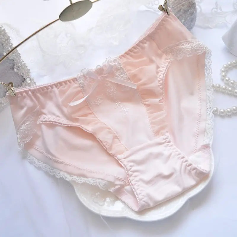 Cotton Ruffle Cute Lovely Sweety Girl Panties Bow Japanese Princess Style High Elasticity Breathable Sexy Women Underwear Breifs