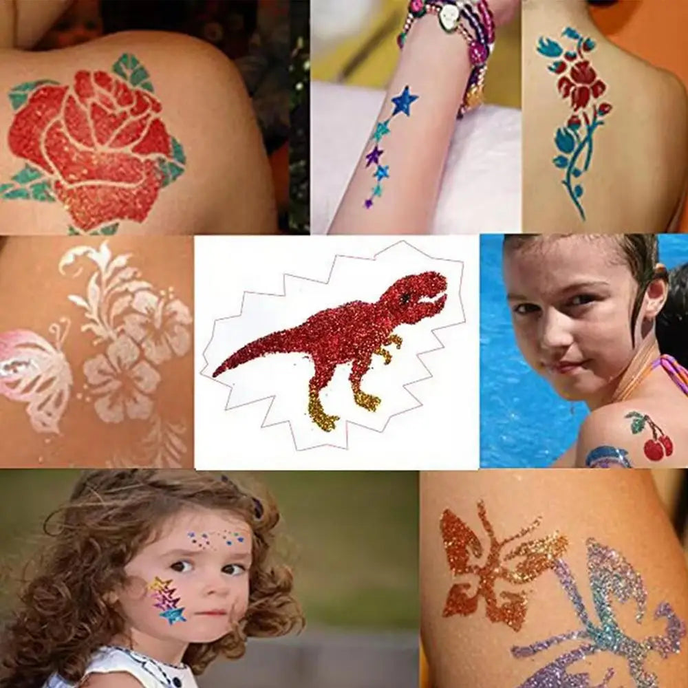 36 colors Colorful Glitter Temporary Tattoo Set Glitter Powder Makeup Brush Tattoo Glue Tattoo Party Face Body Art Kits For Kids