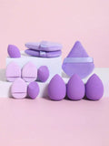 12pcs All-Purpose Makeup Sponges Set Consisting Of 3 Triangular Powder Puffs, 3 Mini Air Cushion Powder Puffs, 3 Water Drop Shaped Makeup Sponge, And 3 Mini Makeup Sponge. Suitable For Liquid Foundation, Powder Foundation, An