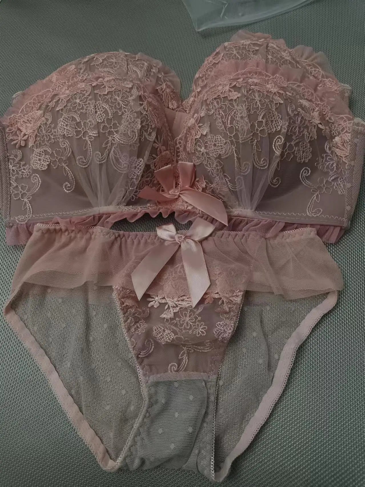 Sexy Lace Women's Bra Set Without Steel Ring Small Breasts Gathered Thickened Lifting Breast Adjustment Pure Desire Girls Bra