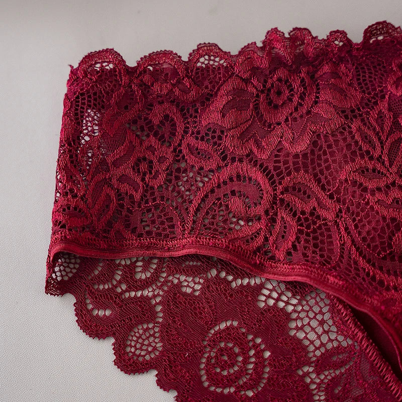 6PCS/Set Middle Waist Hollow Out Floral Lace Cotton Panties Women Briefs Sexy Lingerie Female Underwear Ladies Soft Underpants