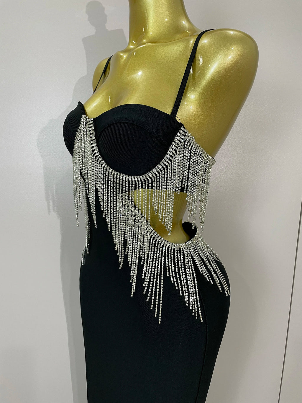 Stock Shinning Chain Sexy Strap Sleeveless Bodycon Long Bandage Dress Women Celebrate Evening Party High Quality Birthday Outfit