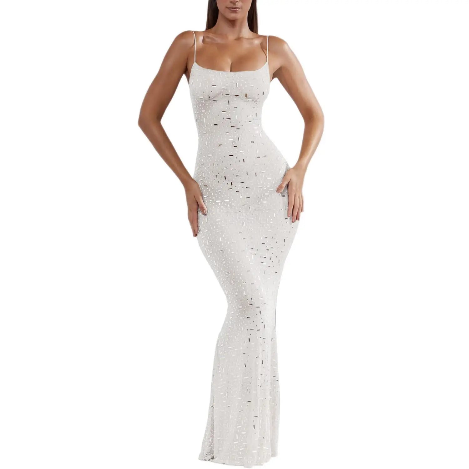 Sexy Bead Women's Strapl Mermaid Long Dr Evening Gown mid Waist Tail Skirt No Sve Formal Par Cany Annual Ball