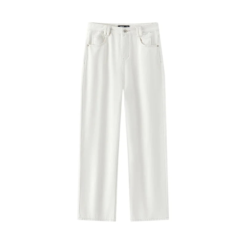 Semir Jeans Women Heightening Pure Cotton Long Trousers Autumn 2024 New Flesh-hiding Wide-leg Trousers