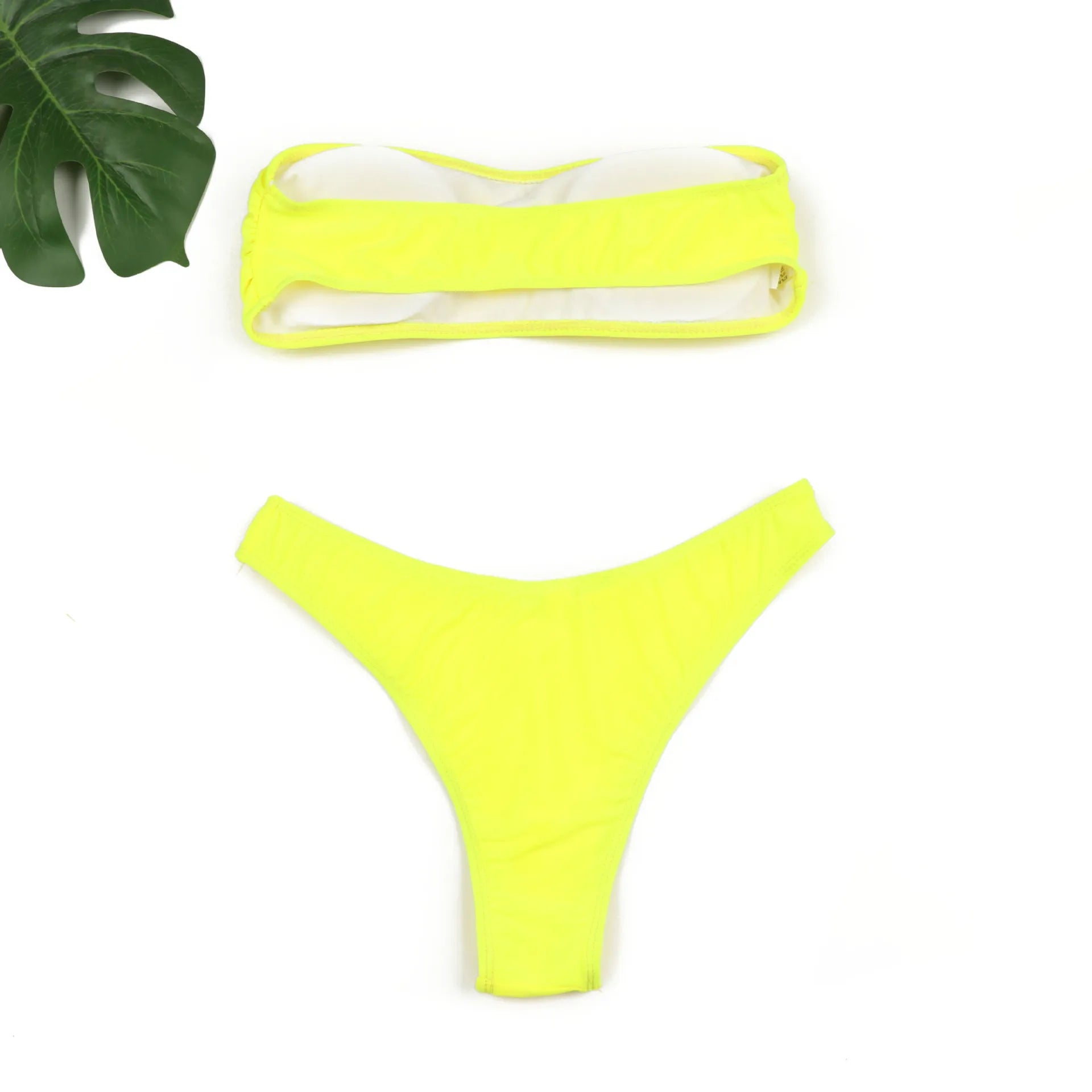 2025 Sexy Two-piece Low Waist Swimwear New Solid Bandeau Bikini  Women's Push Up Beachwear Female Swimsuit Backless Bathing Suit