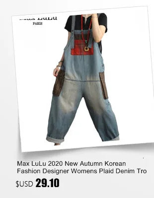 Amax luluE 2025 Korean Fashion Spring Female Printed Denim Overalls Ladies Vintage Casual Jeans Women Loose Trousers Wide Pants