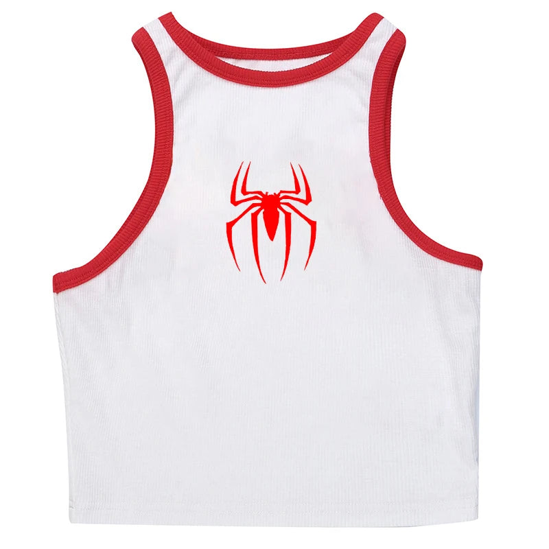 Y2k Tank Tops Sexy Women Summer Camis Punk Y2K Harajuku Sleeveless Spider Printed Tights Vest Femme Streetwear Graphic EMO Girls