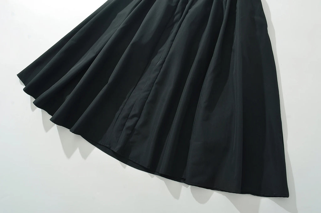 2024 Sexy Slash Collar Short Sleeve Low Waist Midi Dress Women Hollow Out Back Backless Pleated Swing A-line Party Robe Black