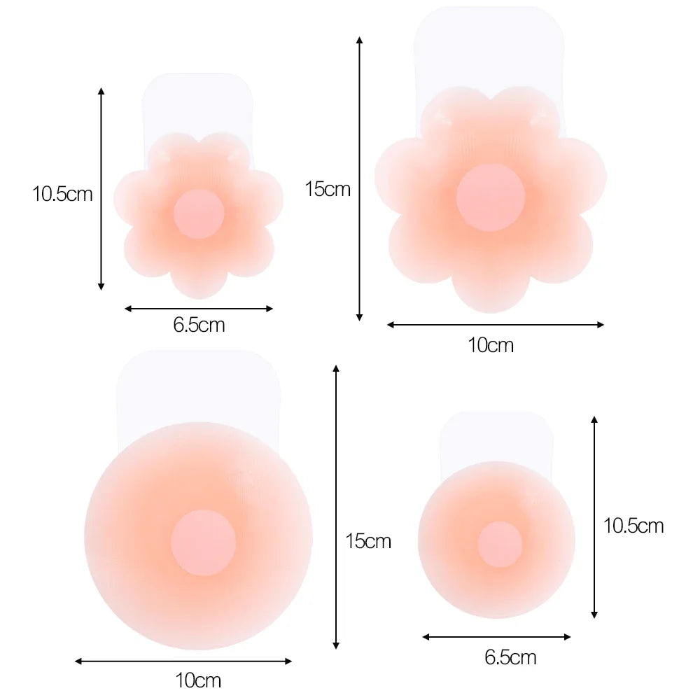 Reusable Women's Chest Petals Lift Silicone Nipple Cover Invisible Flower Leaf Self Adhesive Strapless Backless Stic