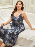 Sleeveless Screw Neck Women Nightgown Plus Size Tie Dye Sleepdress Summer Nightwear Cross Back Like Leisure Homewear Clothes